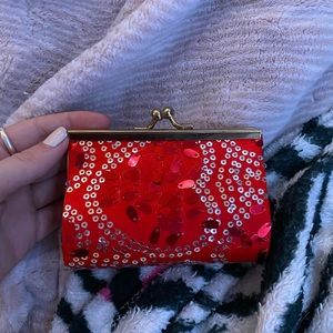 Red sequin coin purse